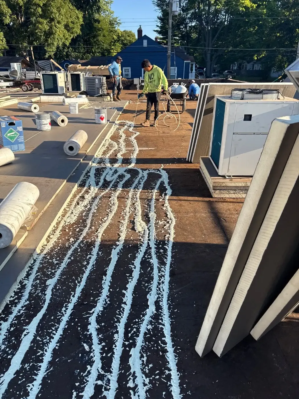 Tarping and dry-in on a LaPorte commercial roof