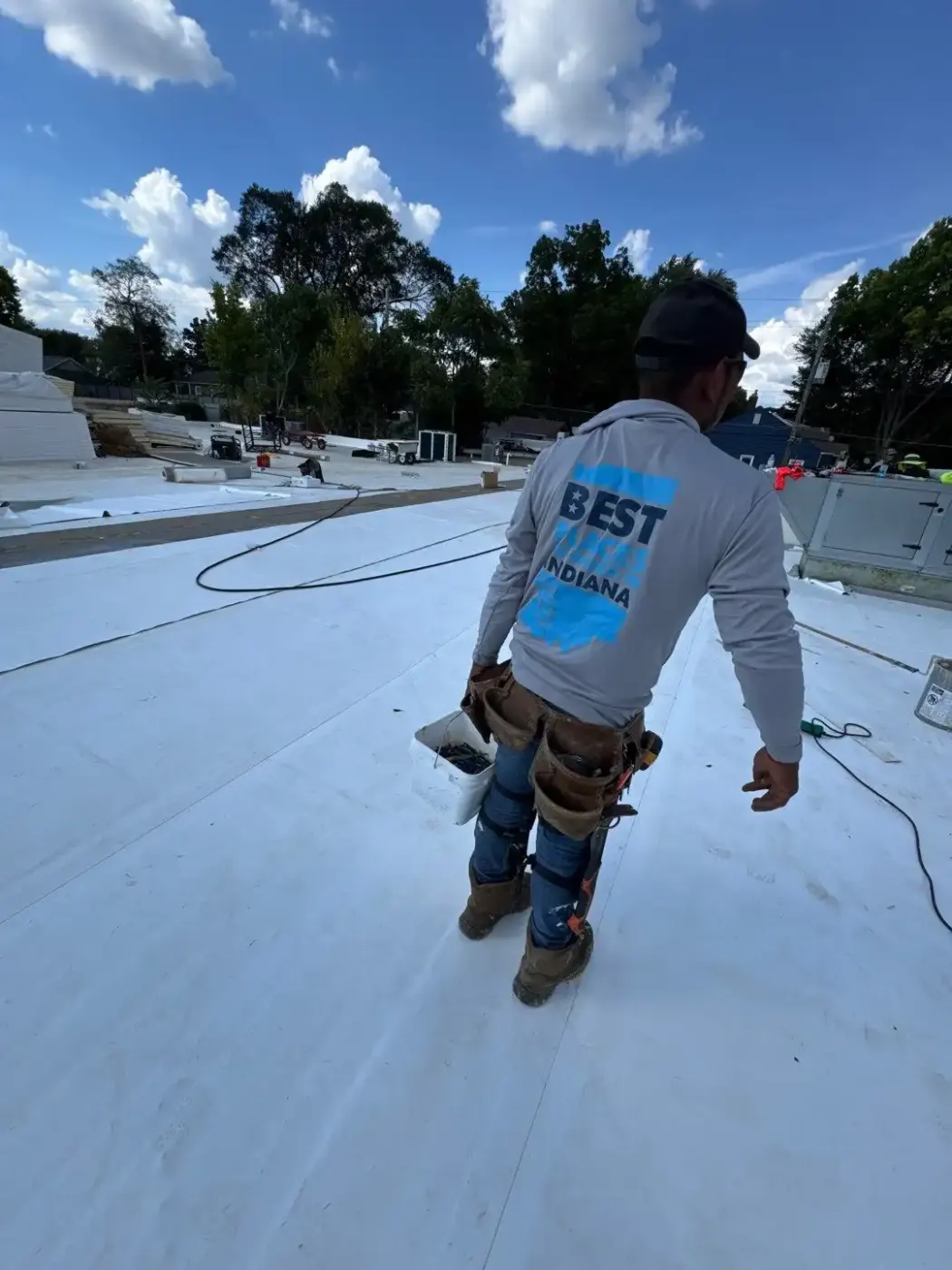 Commercial roof inspection documented in LaPorte